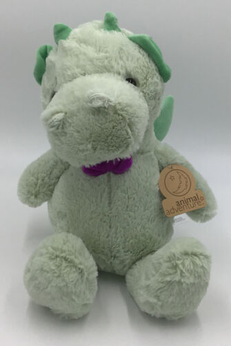 Animal Adventure Green Dragon 11” Purple Bow Plush Stuffed Animal NEW