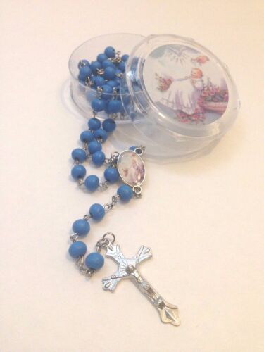 6-Baptism Favors Rosaries Cross Scented Blue Party Recuerdos de Bautizo Rosario 