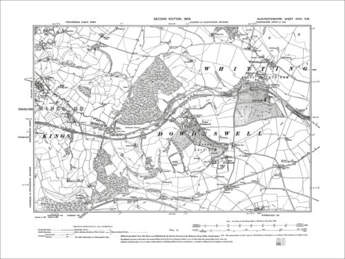 Old Map Gloucestershire 1903: 27SW Whittington Charlton Kings Dowdeswell 