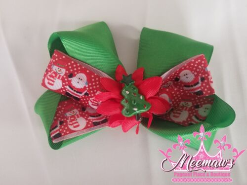 White CHRISTMAS TREE Holiday Hair Bow L@@K Green Details about  / BIG Boutique Style Red