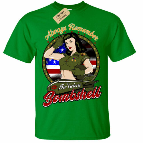Always Remember American Bombshell T-Shirt usa pinup mens