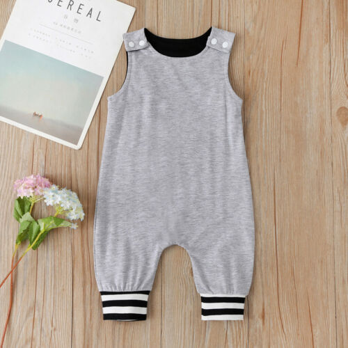 Infant Baby Boys Girls 3M-18M Summer Sleeveless Solid Romper Jumpsuit Clothes