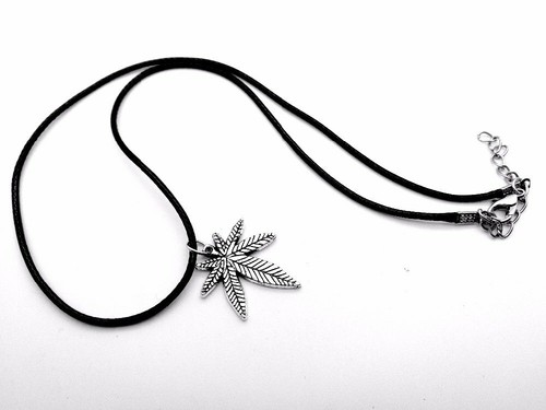 Hemp Maple Leaf Necklace Weed Foliage Leaves Leather Rope Necklaces