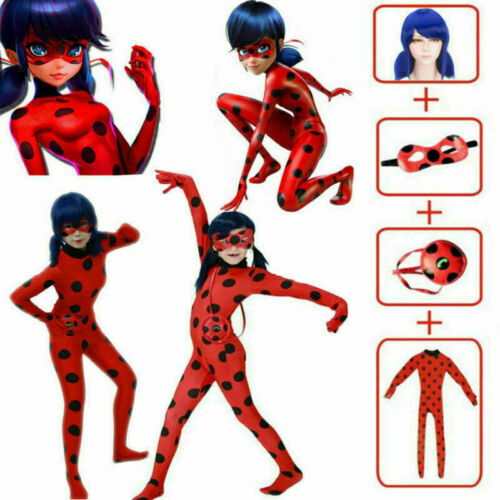 Kids Girls Miraculous Ladybug Jumpsuit Outfits Cosplay Tight Costume Fancy Dress
