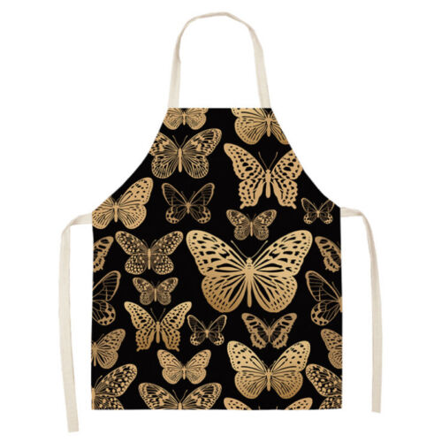 Cotton Linen Flower Butterfly For Women Kitchen Cooking Pinafore Baking Aprons 