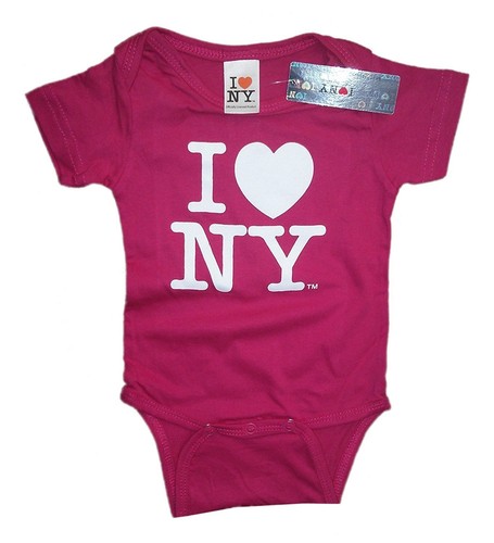 I Love NY New York Baby Infant Screen Printed Heart Bodysuit Hot Pink Girls NYC