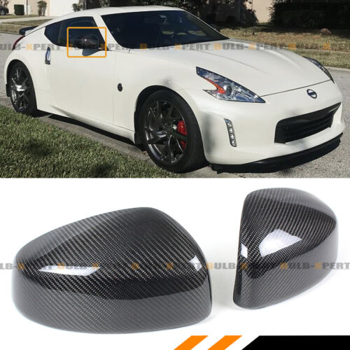 FOR 2009-2020 NISSAN 370Z Z34 CARBON FIBER SIDE VIEW MIRROR COVERS CAP OVERLAY