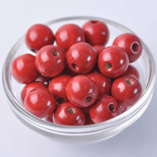 Round Natural Wood Loose Red Crafts Beads Wholesale lot 6/8/10/12/14/16/18/20mm 