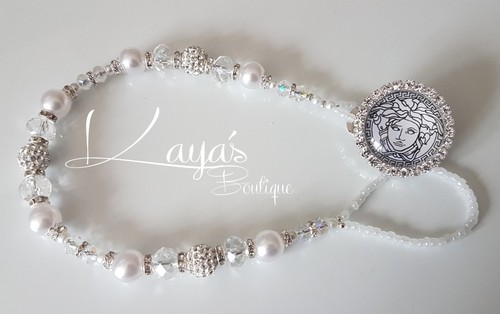 Shamballa Romany Dummy Clip Bling Strass Bouton Tout Nom Blanc Garçon//Fille