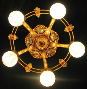DECO-ANTIQUE-VICTORIAN-CAST-METAL-CEILING-LIGHT-CHANDELIER-FIXTURE-1930s