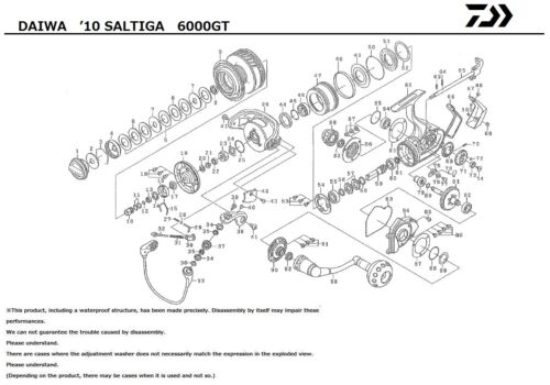 Daiwa '10 SALTIGA 6000GT Parts Order-A 
