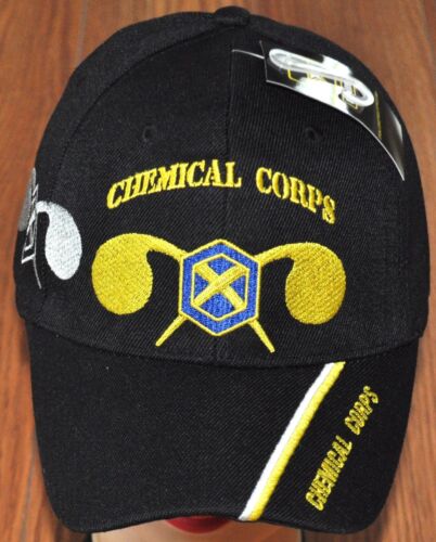 Black US Army Chemical Corps Hat Ball Cap Military Elementis Regamus Proelium