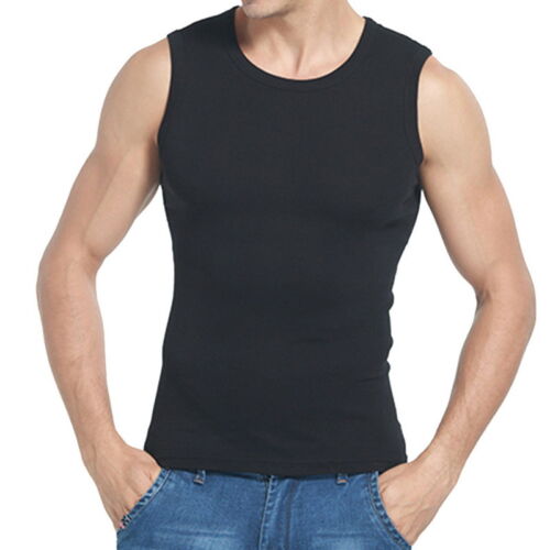 Homme Garçon sans manches Débardeurs Sport Gym Slim Vest Fitness Couleur Unie T-shirts