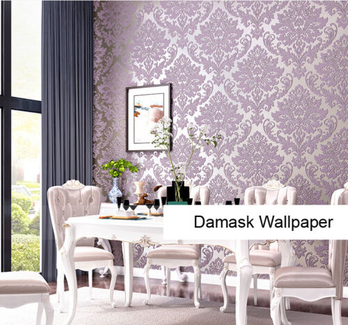 10M Luxury European Damask 6 colors Embossed Textured Non-woven Wallpaper Roll
