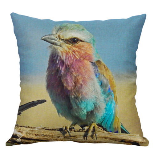 18/" Sparrow Pattern Cotton Linen Square Home décorer Sofa Pillow Cover