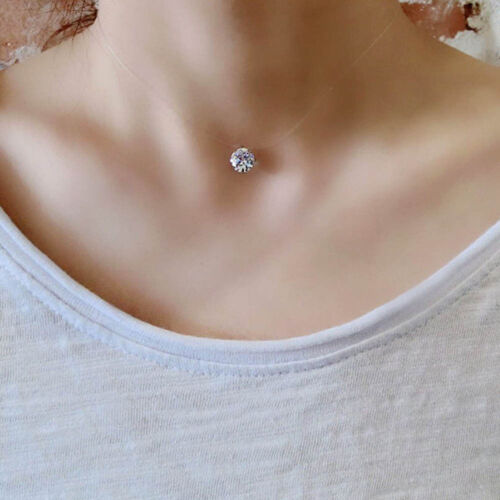1pcs Women&#039;s Crystal Invisible Line Zircon Clavicle Chain Necklace Jewelry
