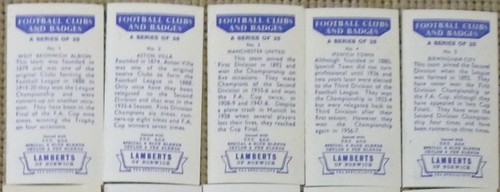 Tarjetas de Fútbol por Lamberts de Norwich Trading Cards Football Club e insignias