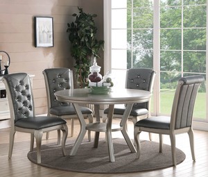 dining room table chairs round gray silver platinum wood finish 5pc sets piece kitchen zeyna furniture tables wayfair metal living