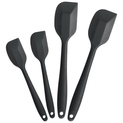 BonBon Heat Resistant 4pcs Silicone Spatula Scraper Kitchen Utensil Set Black