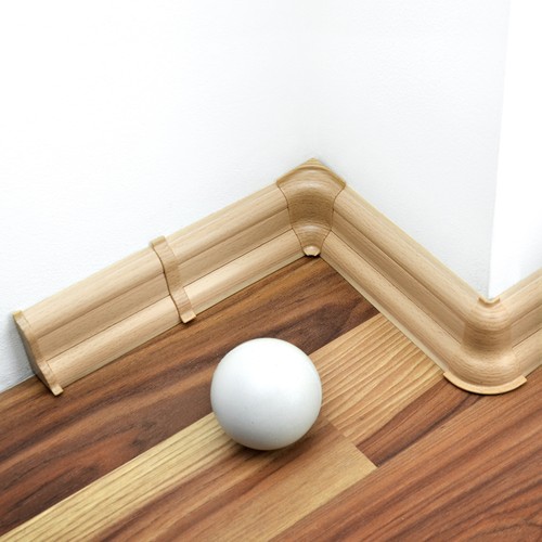 100m PVC Zubehör Fussleisten Kunststoff Sockelleisten 52mm mit Kabelkanal 50m