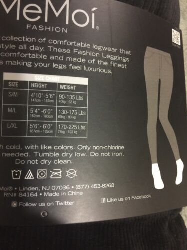 MeMoi Women/'s Thin Ribbed Corduroy Back Pocket Cotton Velvet Leggings Black M//L