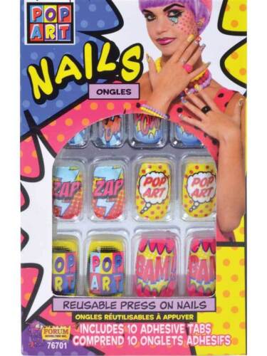 Comic Book Pop Art Press On Finger Nails Fancy Dress 1950s Fashion Halloween