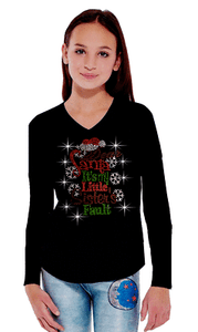 Girl t-shirt Long 10~12 Bling Bling Dear Santa It/'s My Little Sister Fault