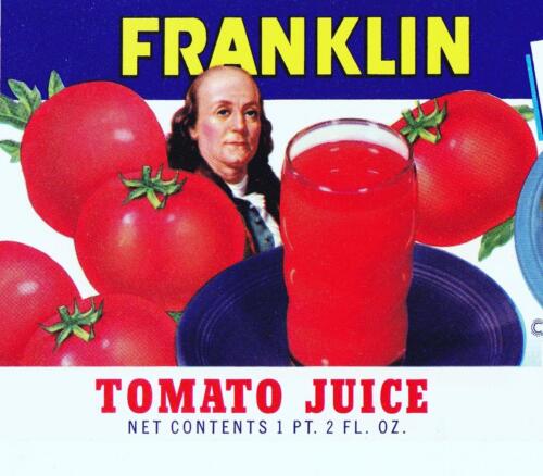 In. Franklin Franklin Tomato Juice Vintage Can Label Franklin Brokerage /& Whse