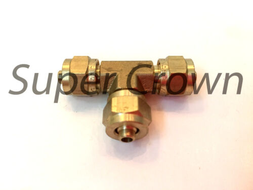 Aligned Brass Fitting-New Super Crown 1/4” Solderless Union Tee With Hex Nut 