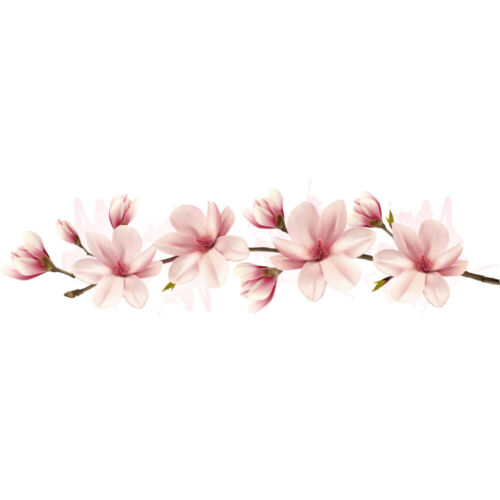 Pink Flower Branch Magnolia Floral Wall Decal Sticker WS-47166