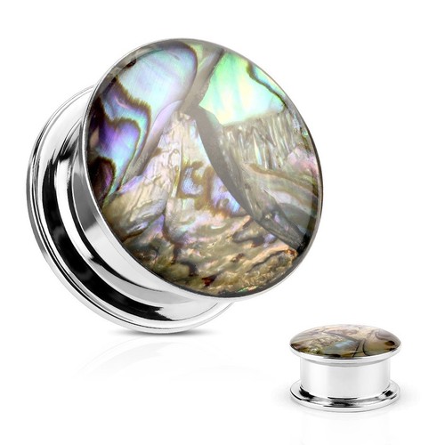 Paar Abalone-Muschel Muschel Top Schraube Ohr Gauges Stecker Ringe Tunnel