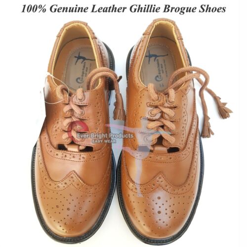 Details about   Scottish Kilt Ghillie Brogue Brown Shoes 100% Genuine Leather Shoes Sizes 6-13 