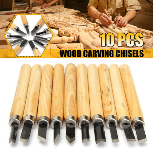 10Pcs Wood Carving Chisel Woodcut Kit Hand Woodworker DIY Woodworking Craft  ！ 