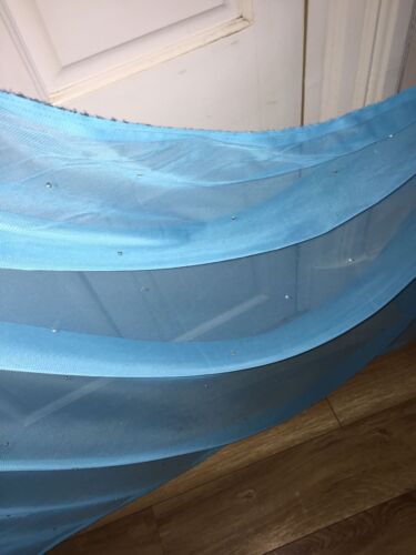 5 MTR SOFT TURQOISE TULLE STUDDED BRIDAL//DECORATION NET FABRIC..45/" WIDE NEW