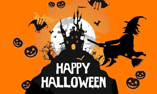 5 x 3/" Halloween Flag Happy Haunted House Skeleton Pumpkin Witch Decoration