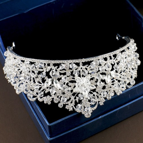 Vogue Wedding Bridal crystal Silver Queen Crown Tiara Headbands Hair Accessories