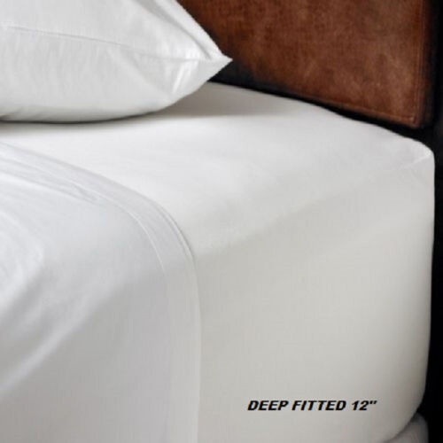 deep pocket 2 queen size white fitted sheet 60x80+12 t180 percale hotel linen 