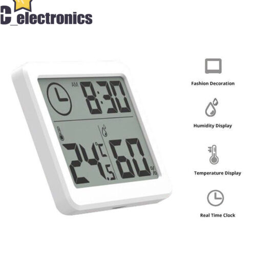 3,2/" LCD Digital Feuchtemessgerät Uhr Home Thermometer Hygrometer A3DE