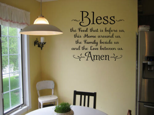 BLESS THE FOOD BEFORE US AMEN RELIGIOUS DINING ROOM WALL DECAL KITCHEN VINYL