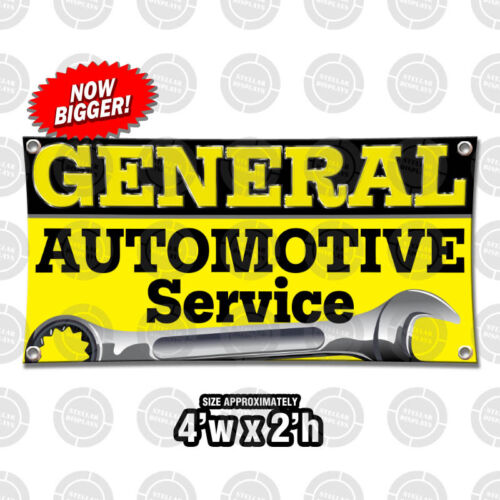 GENERAL AUTOMOTIVE SERVICE Banner Poster Display Open Sign Mechanical Oil Brakes