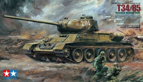 Tamiya 35138 1/35 Scale Military Model Kit WWII Russia Soviet Medium Tank T34-85 