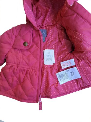 Baby GAP Girls Coat Coral Quilted Hooded Military Peplum Trench Jacket 0-6 £24.9 