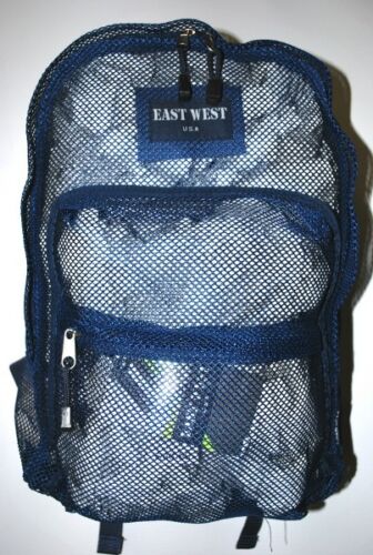 Mesh Backpack NAVY Pack See Through School Bag Clear Sports Gym Free Shipping