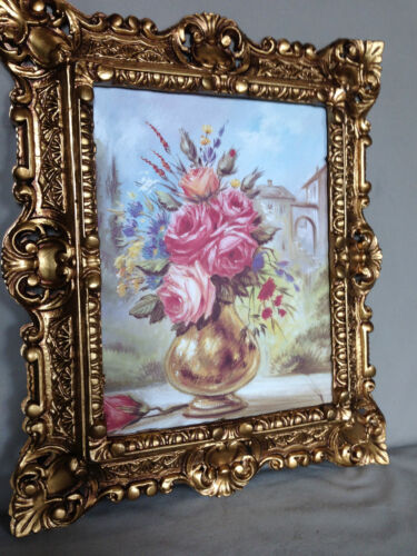 Picture With Baroque Frame Antique 45x38 Flowers Landscapes 347B