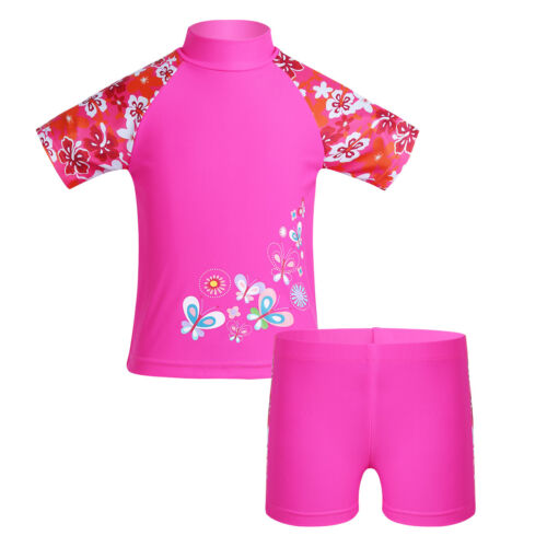 Baby Girls Kids Flower Swimsuit Rash Guard UV Protective Beach Swimwear Sunsuit