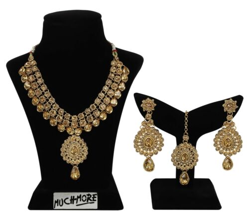 Set Indian Fashion necklace Gold Plated Bollywood Wedding Bridal Women Jewelry 