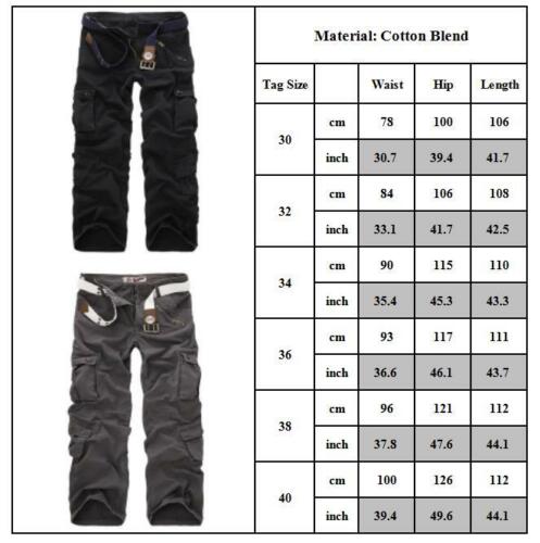 Men Cargo Work Trousers Army Military Combat Multi Pockets Baggy Loose Pants ¯