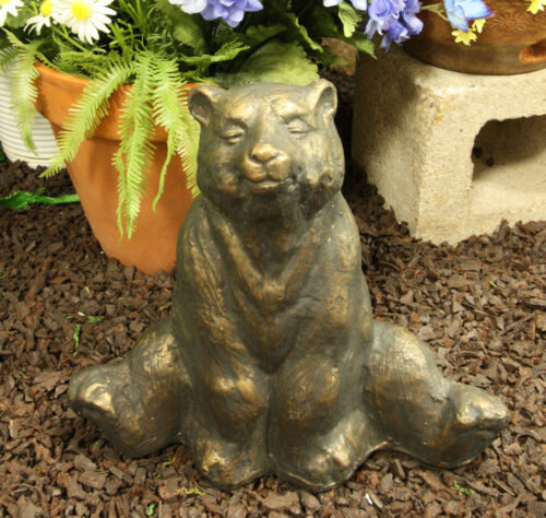 Aluminum Whimsical Meditating Yoga Bear Relaxed Pose Garden Statue Rustic Decor