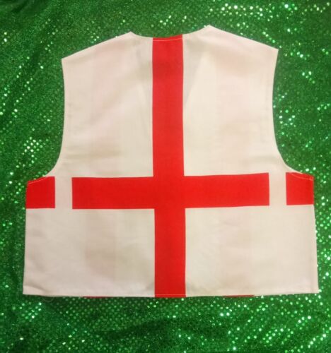 England Flag St Georges Day Waistcoat Fancy Dress Kids Large aprox Age 9-12 