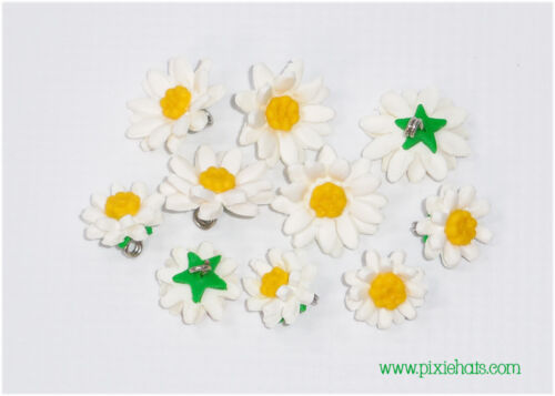 Daisy charms summer flower beads handmade polymer clay jewellery